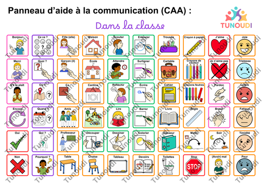 Panneau TLA tableau de langage assisté pour la classe - pictogrammes CAA TUNOUDI